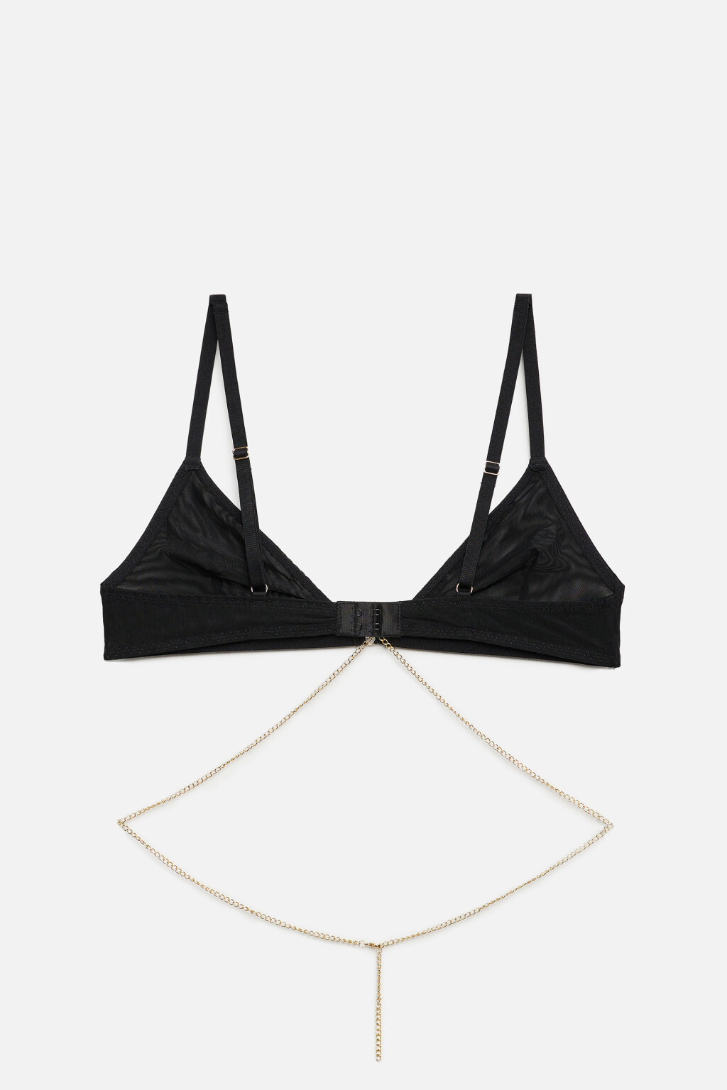 Бюстгальтер-бралетт сетчатый с декоративными цепями - цвет черный - 5