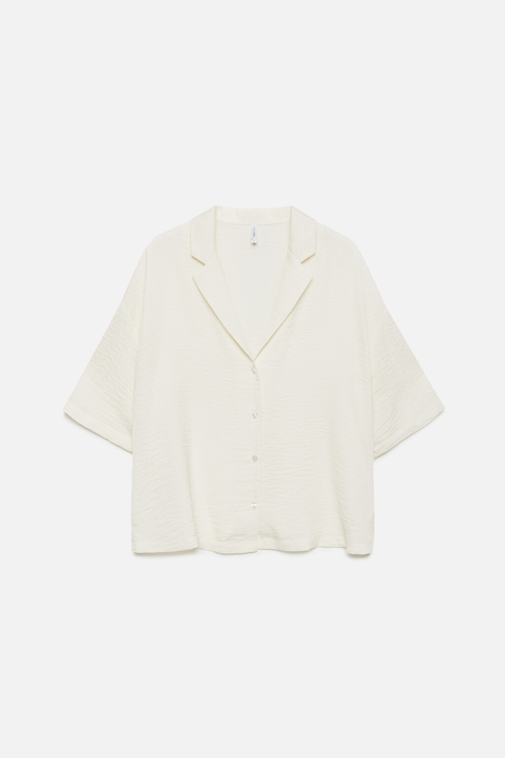 Блузка oversize домашняя сатиновая с коротким рукавом - цвет белый - 8