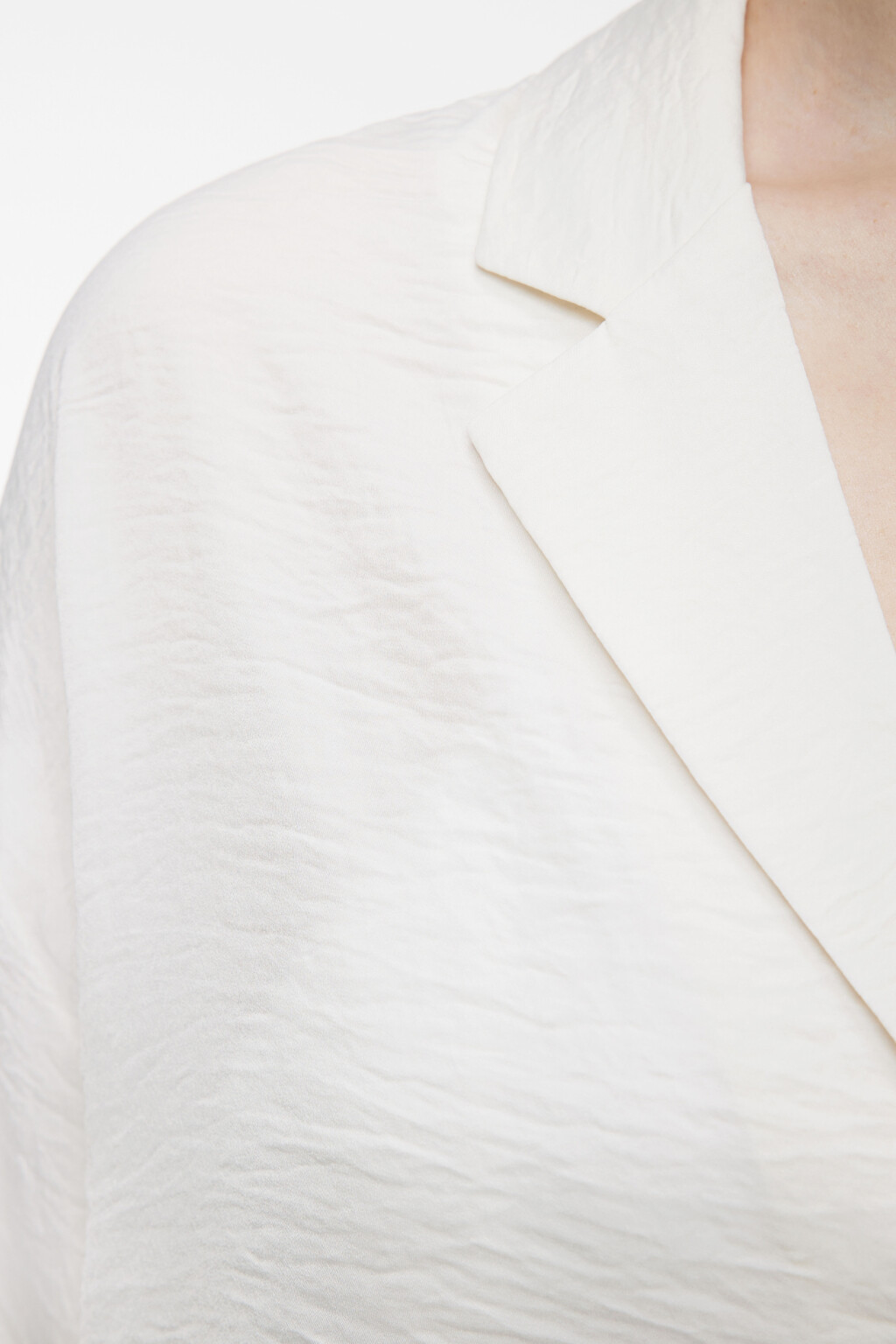 Блузка oversize домашняя сатиновая с коротким рукавом - цвет белый - 6