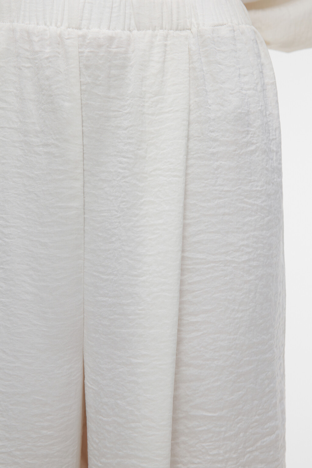 Брюки домашние широкие из сатиновой ткани - цвет белый - 6