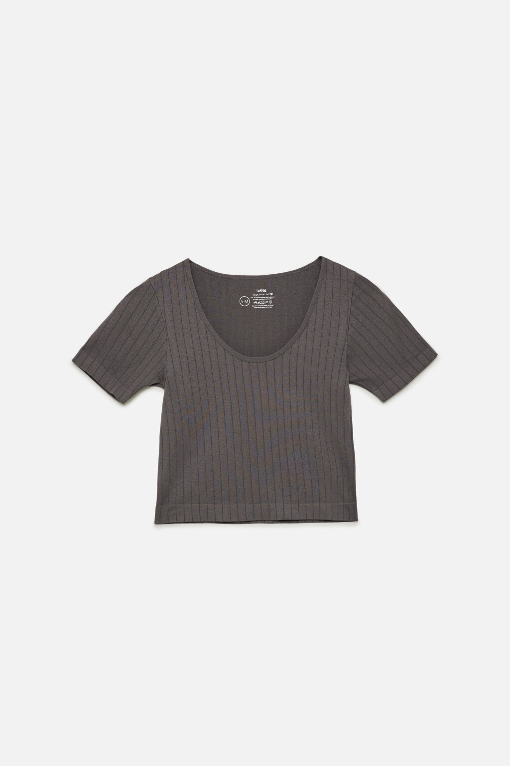 Футболка-топ домашняя облегающая в рубчик - цвет серый - 6