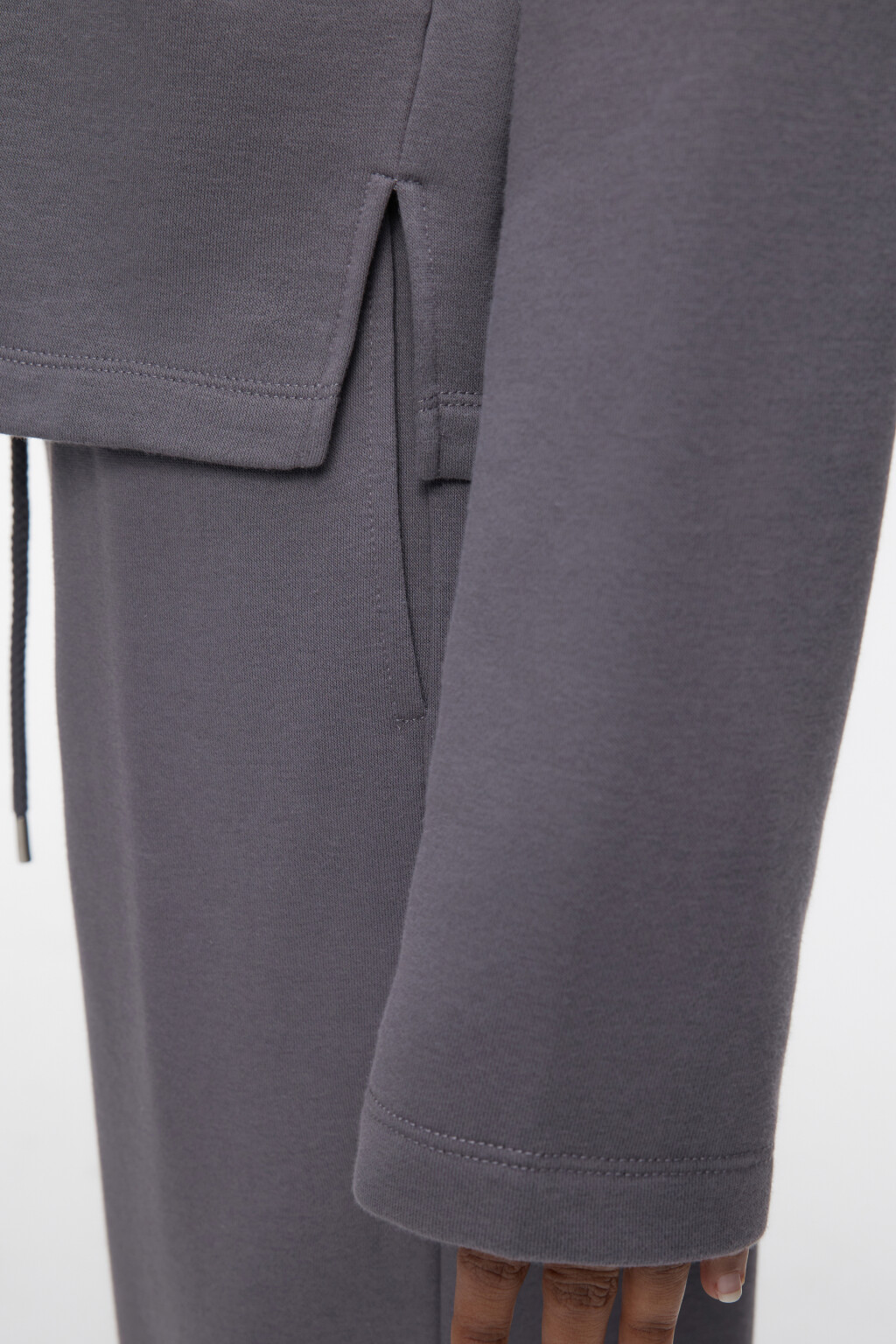 Толстовка домашняя хлопковая с воротником на молнии - цвет серый - 6