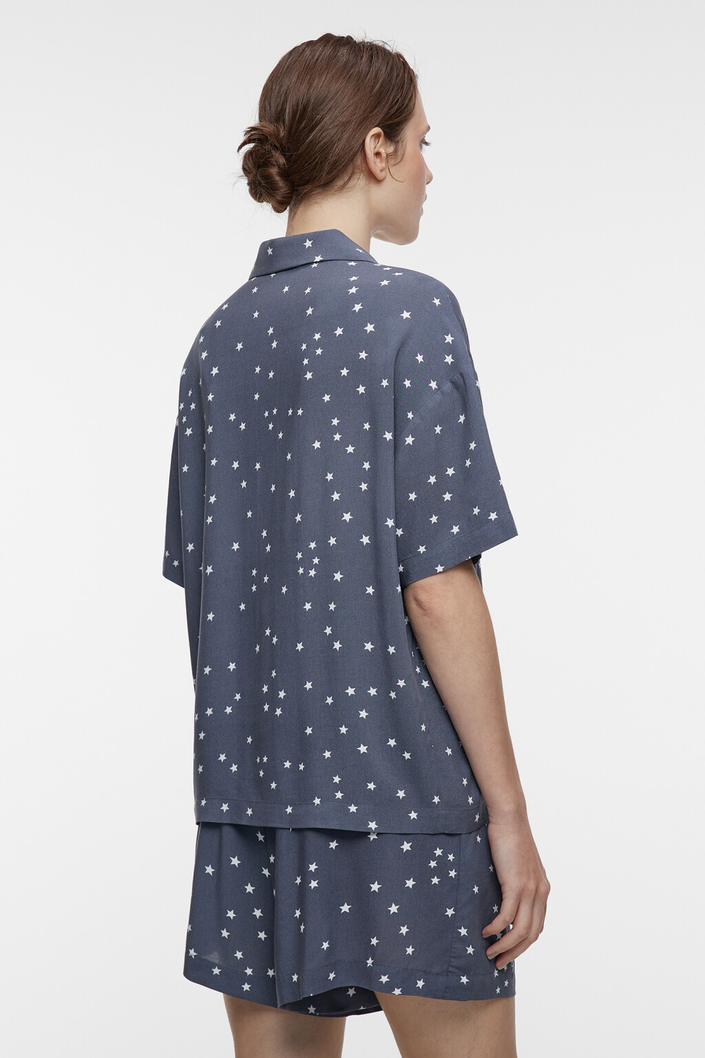 Блузка домашняя вискозная с короткими рукавами - цвет белый - 3