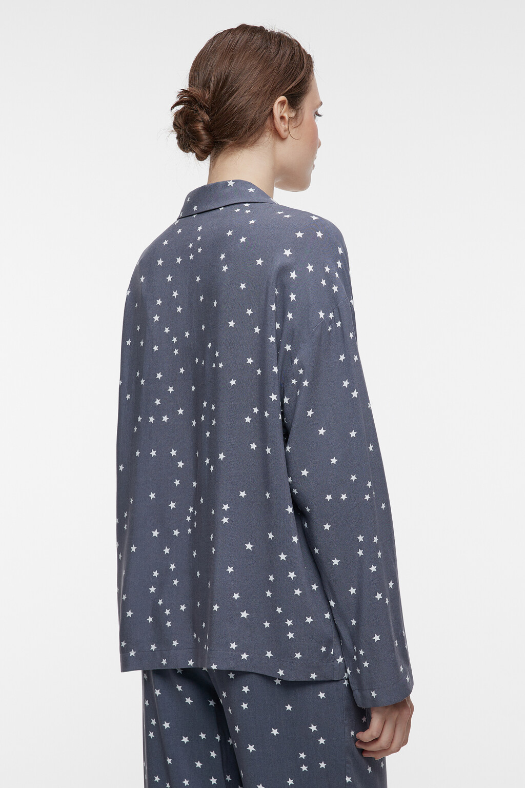 Блузка домашняя вискозная с длинными рукавами - цвет белый - 4