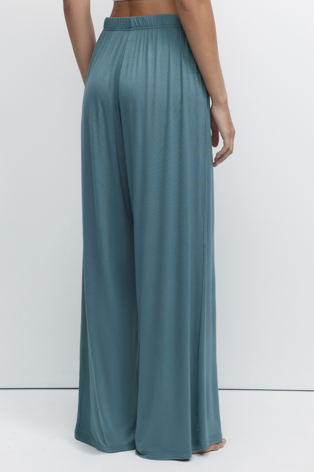 Брюки домашние вискозные свободного кроя - цвет зеленый - 3