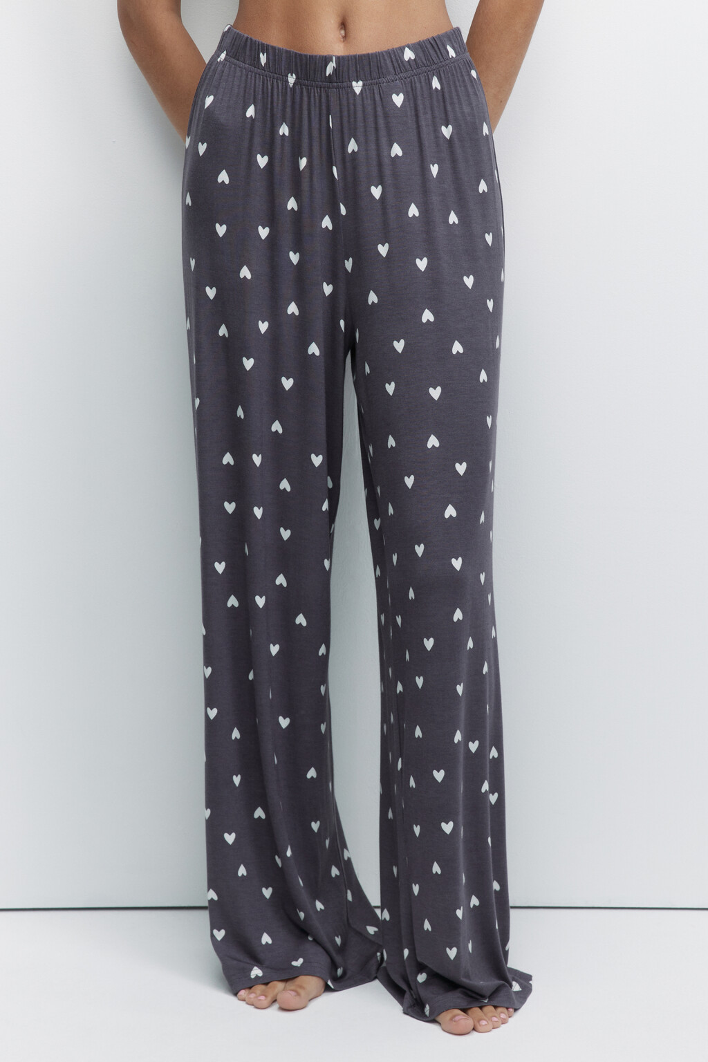 Брюки домашние вискозные свободного кроя - цвет белый - 1