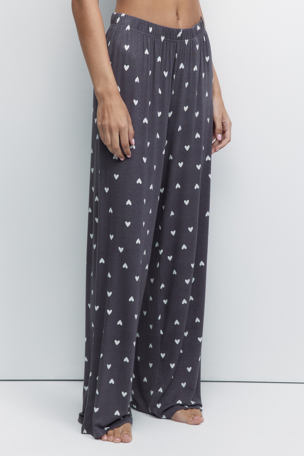 Брюки домашние вискозные свободного кроя - цвет белый - 2