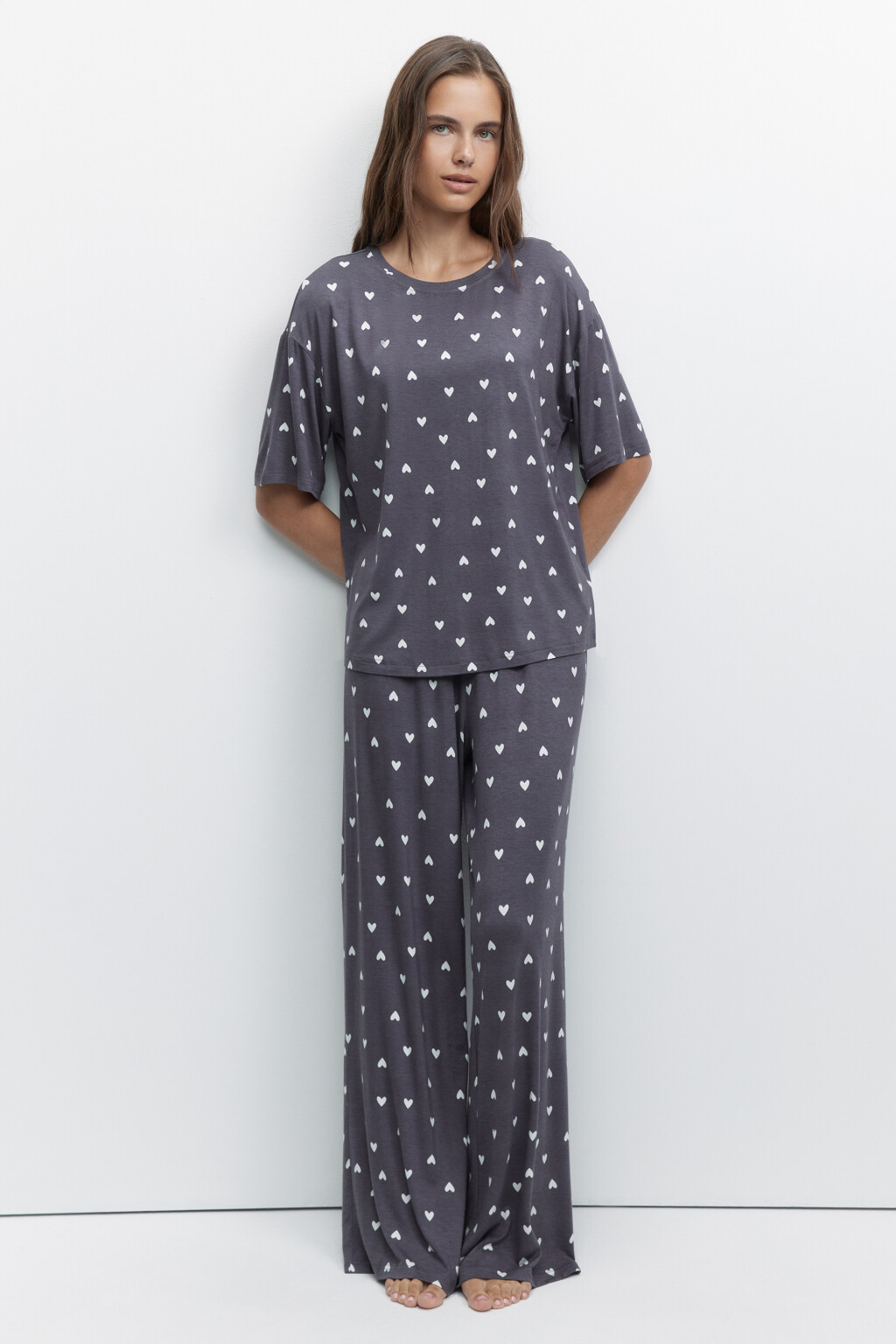 Брюки домашние вискозные свободного кроя - цвет белый - 4