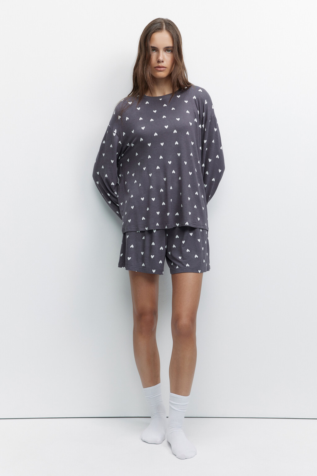 Шорты домашние вискозные свободного кроя - цвет белый - 4