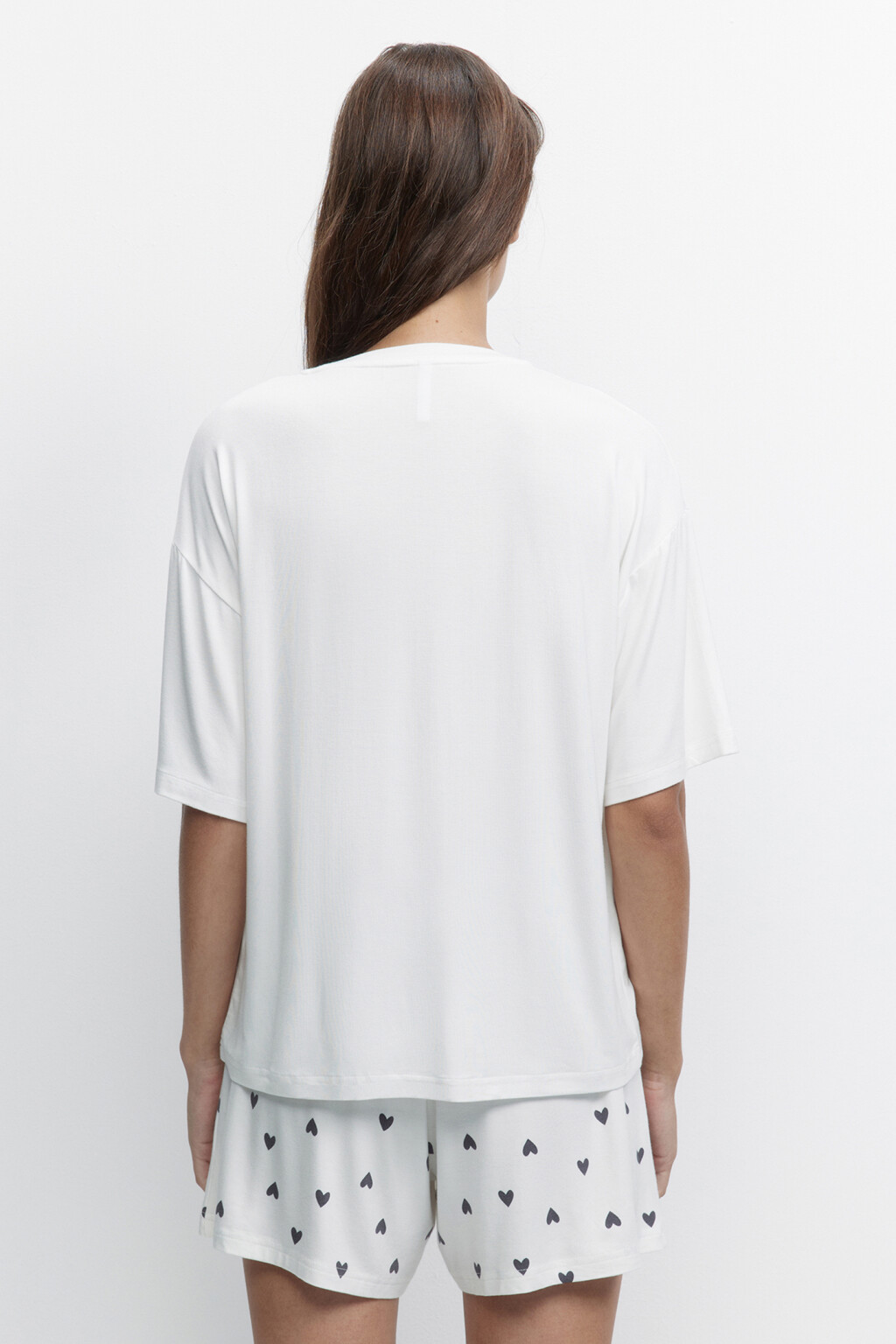 Футболка домашняя вискозная свободного кроя - цвет белый - 3