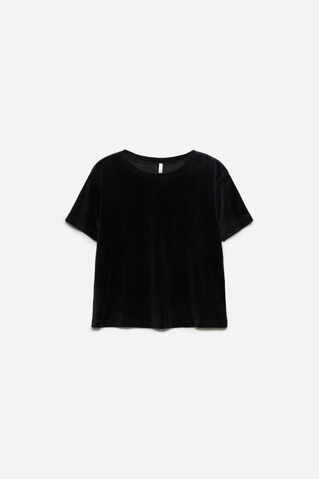 Футболка домашняя укороченная из бархатной ткани - цвет черный - 7