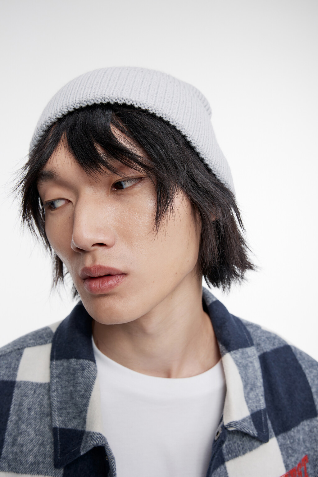 Шапка-бини однотонная тонкой вязки - цвет серый - 1