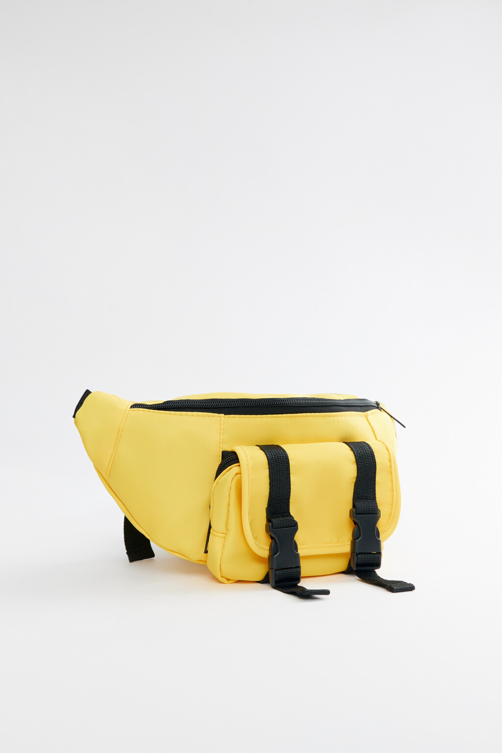 Сумка-банан поясная текстильная с внешним карманом - цвет желтый - 2