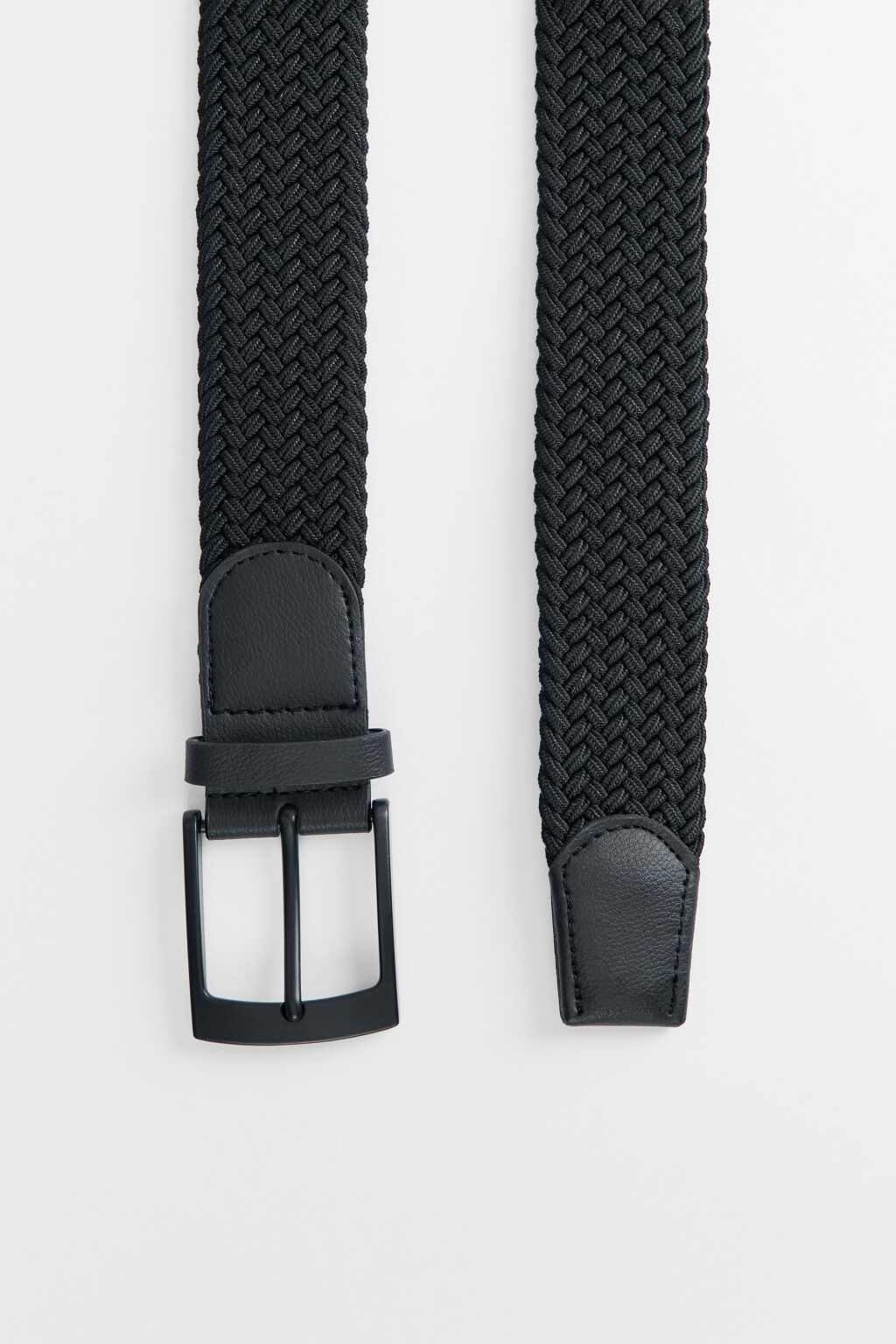 Ремень брючный широкий из плетеного текстиля - цвет черный - 2