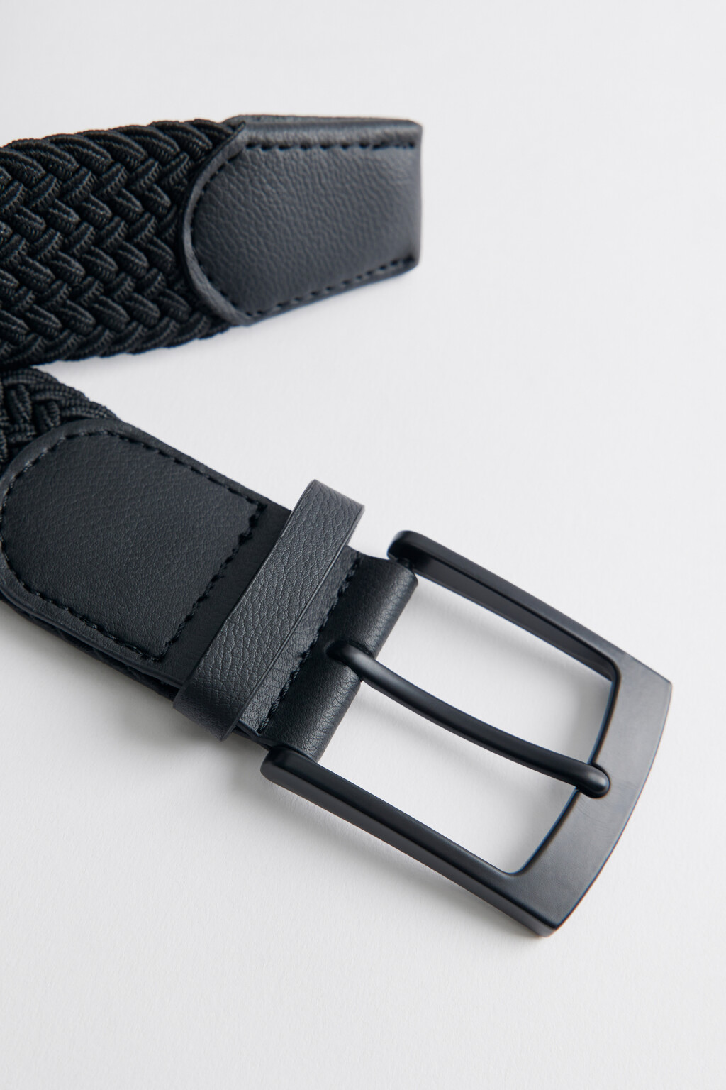 Ремень брючный широкий из плетеного текстиля - цвет черный - 3