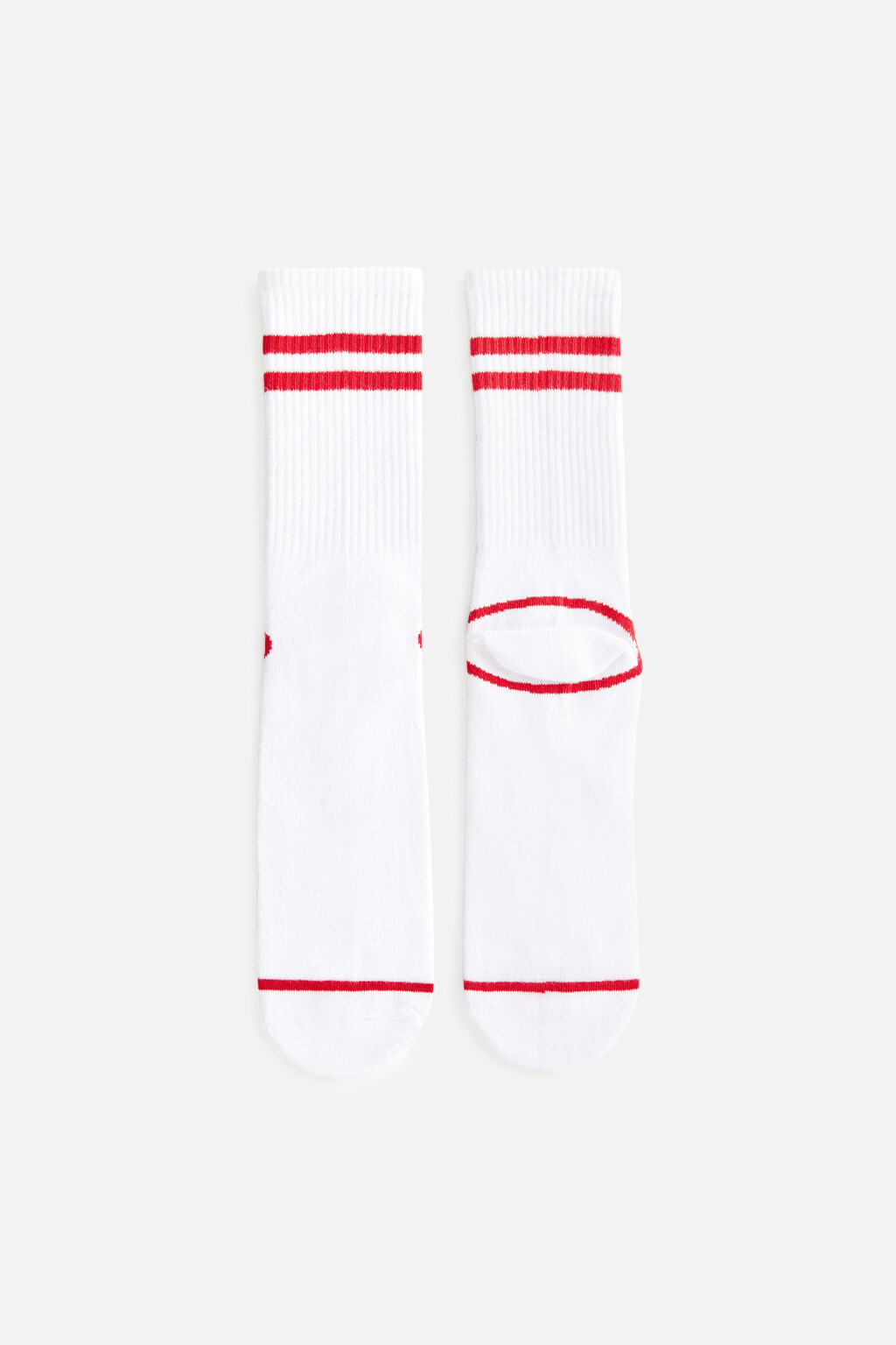 Носки высокие хлопковые с полосками - цвет красный - 2