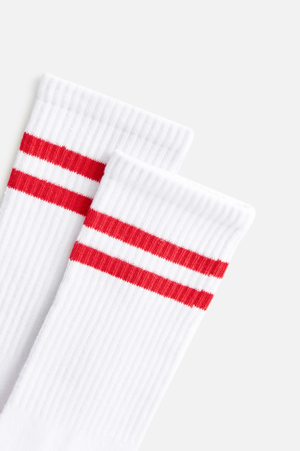 Носки высокие хлопковые с полосками - цвет красный - 3