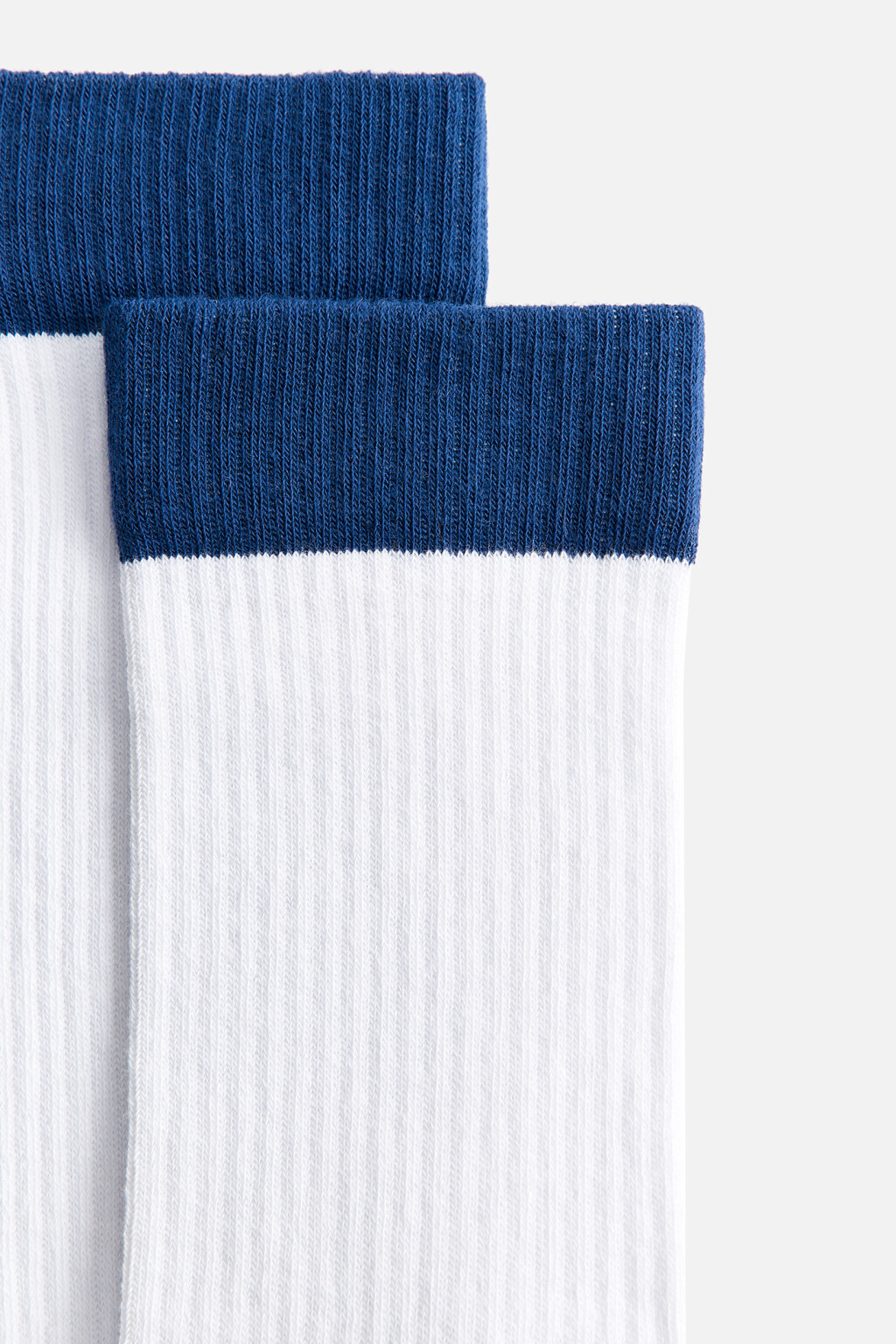 Носки высокие в рубчик с цветными вставками - цвет синий - 2