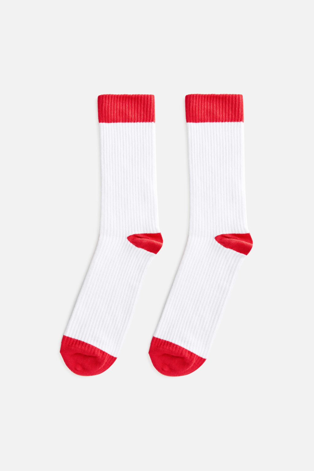 Носки высокие в рубчик с цветными вставками - цвет красный - 1
