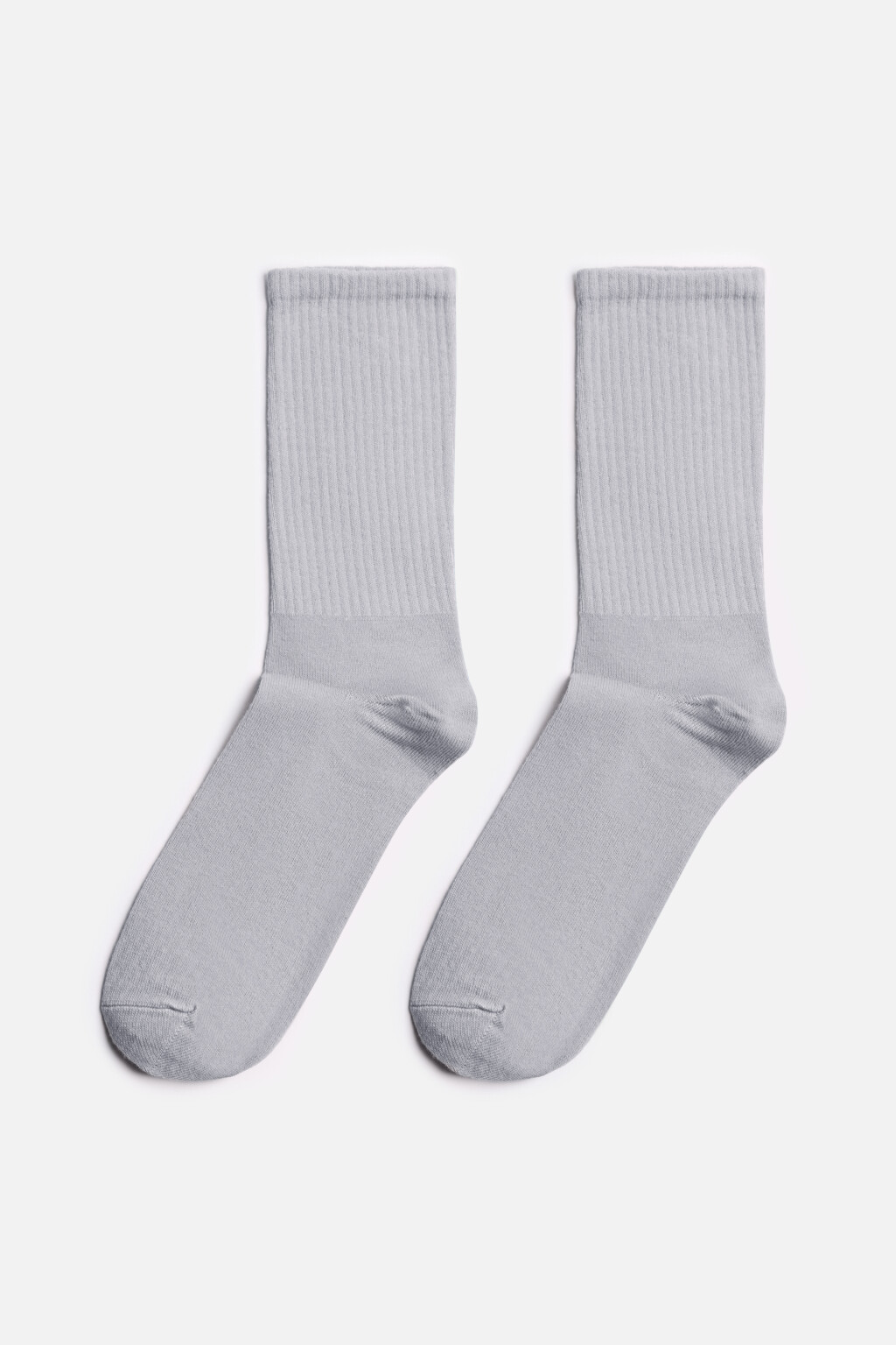 Носки высокие хлопковые однотонные - цвет серый - 1