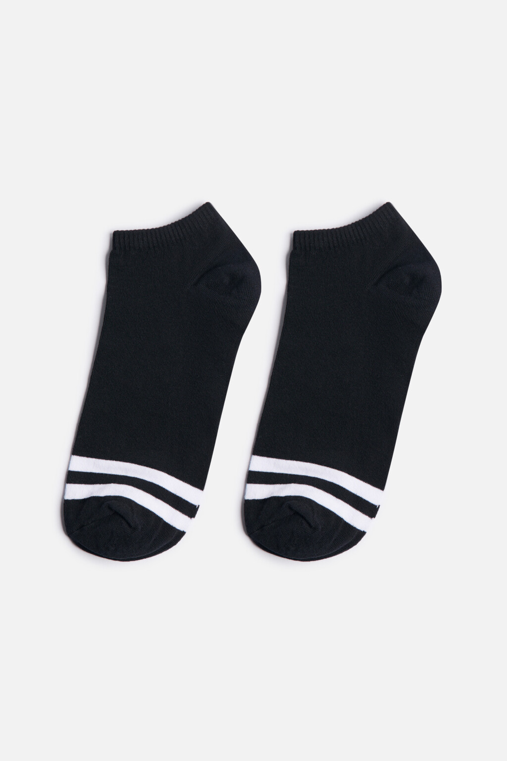 Носки короткие хлопковые с полосками - цвет черный - 1