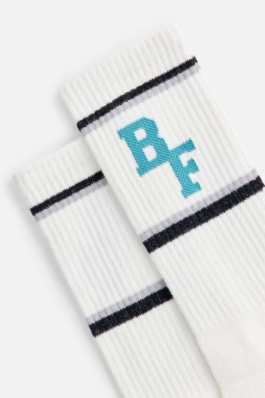 Носки высокие с полосками и надписью - цвет серый - 2