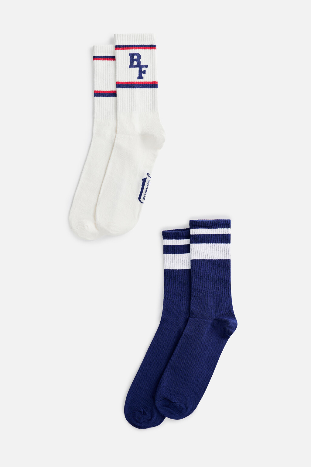 Набор носков высоких хлопковых с принтом (2 пары) - цвет ванильный - 1