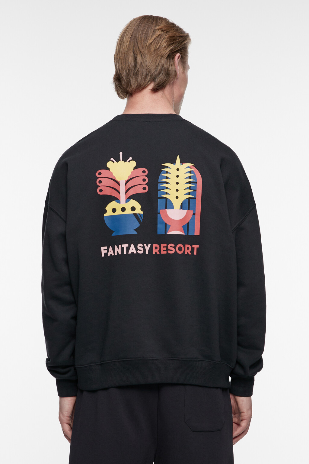 Свитшот прямой хлопковый с принтом и надписью - цвет черный - 5