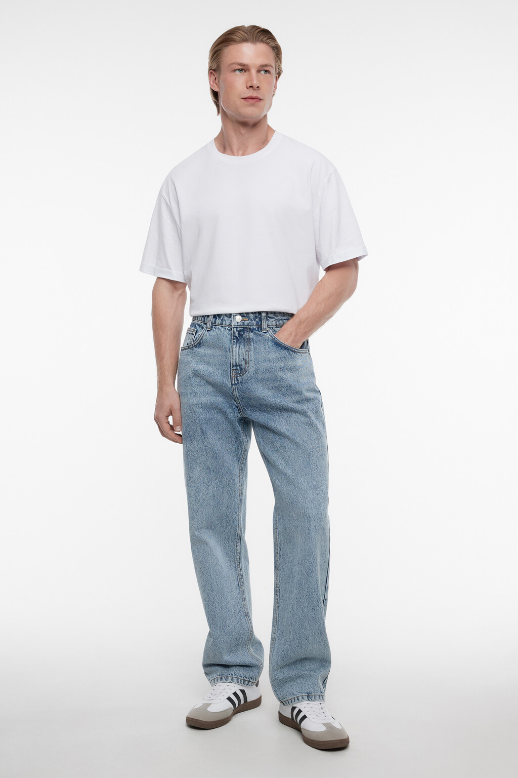 Джинсы прямые классические со средней посадкой - цвет голубой - 1