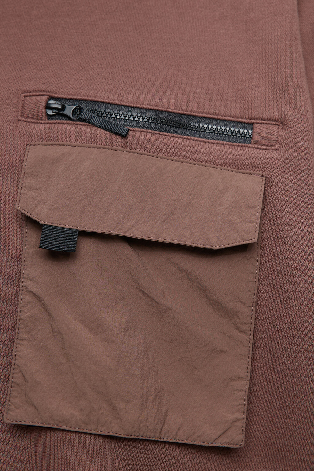 Свитшот хлопковый с накладным карманом на груди - цвет коричневый - 5