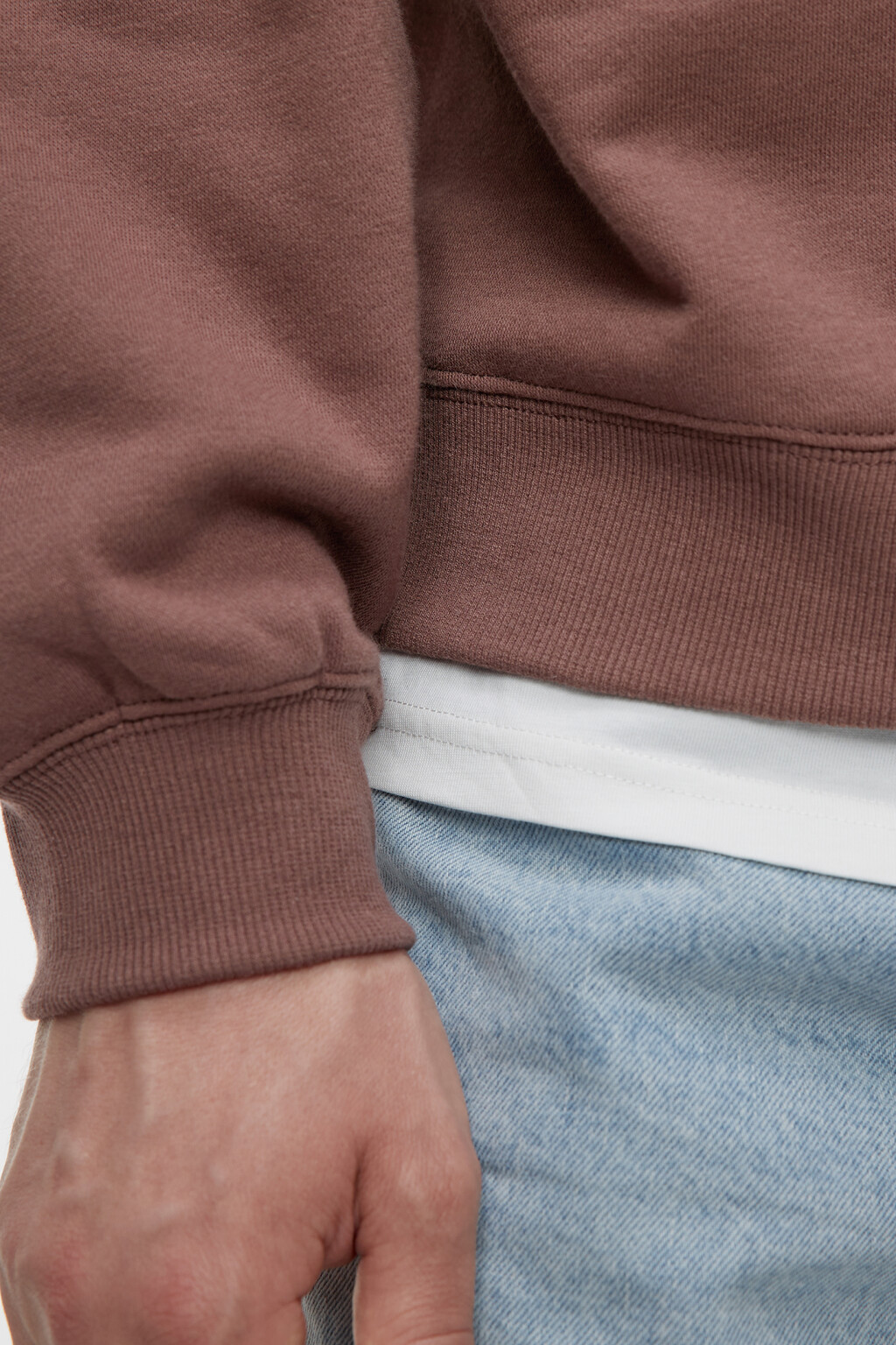 Свитшот хлопковый с накладным карманом на груди - цвет коричневый - 6