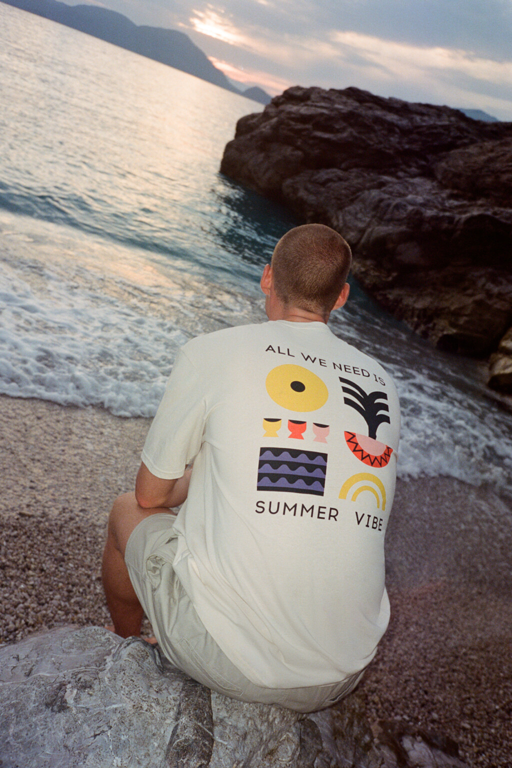 Футболка хлопковая свободная с летним принтом - цвет белый - 7