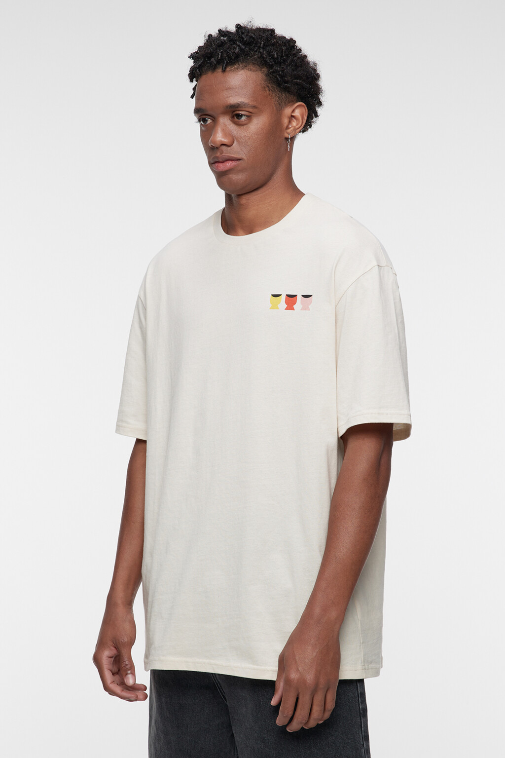 Футболка хлопковая свободная с летним принтом - цвет белый - 2