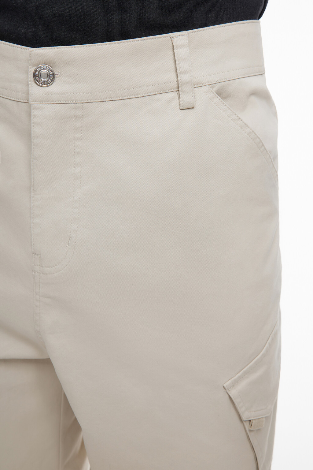 Шорты хлопковые с накладными карманами карго - цвет бежевый - 6