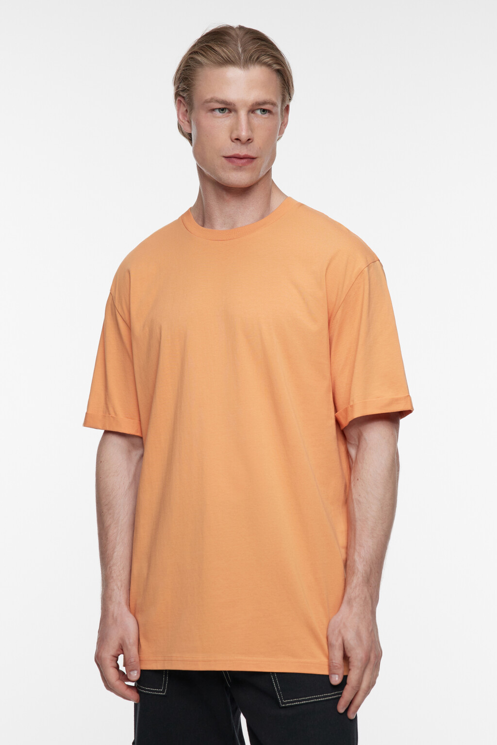 Футболка oversize хлопковая удлиненная - цвет оранжевый - 2
