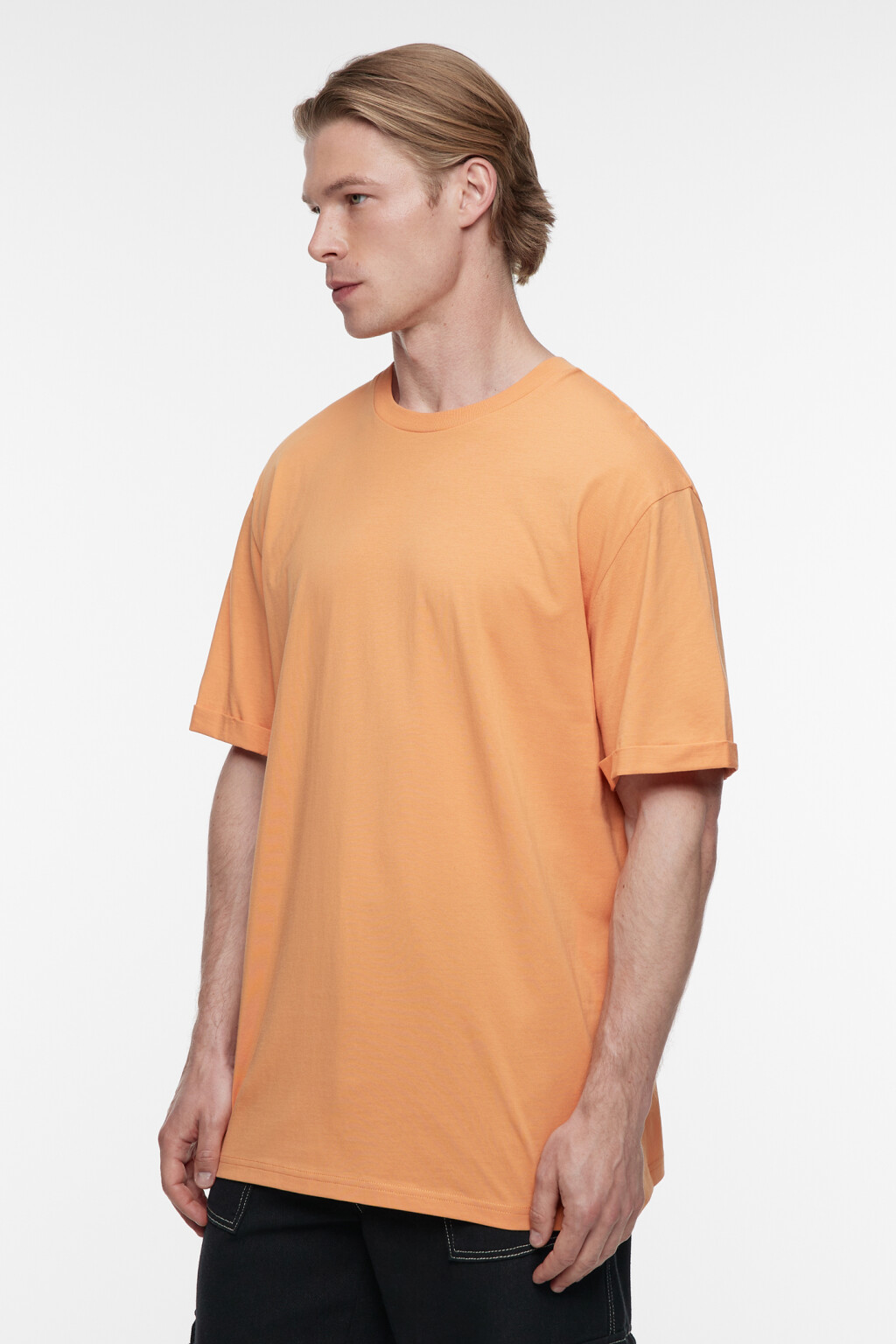 Футболка oversize хлопковая удлиненная - цвет оранжевый - 3