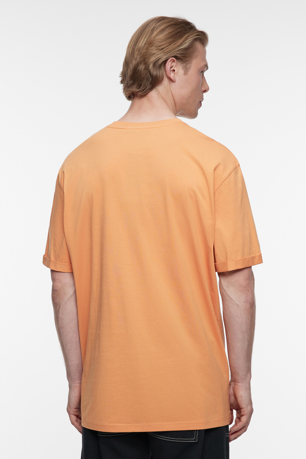 Футболка oversize хлопковая удлиненная - цвет оранжевый - 4