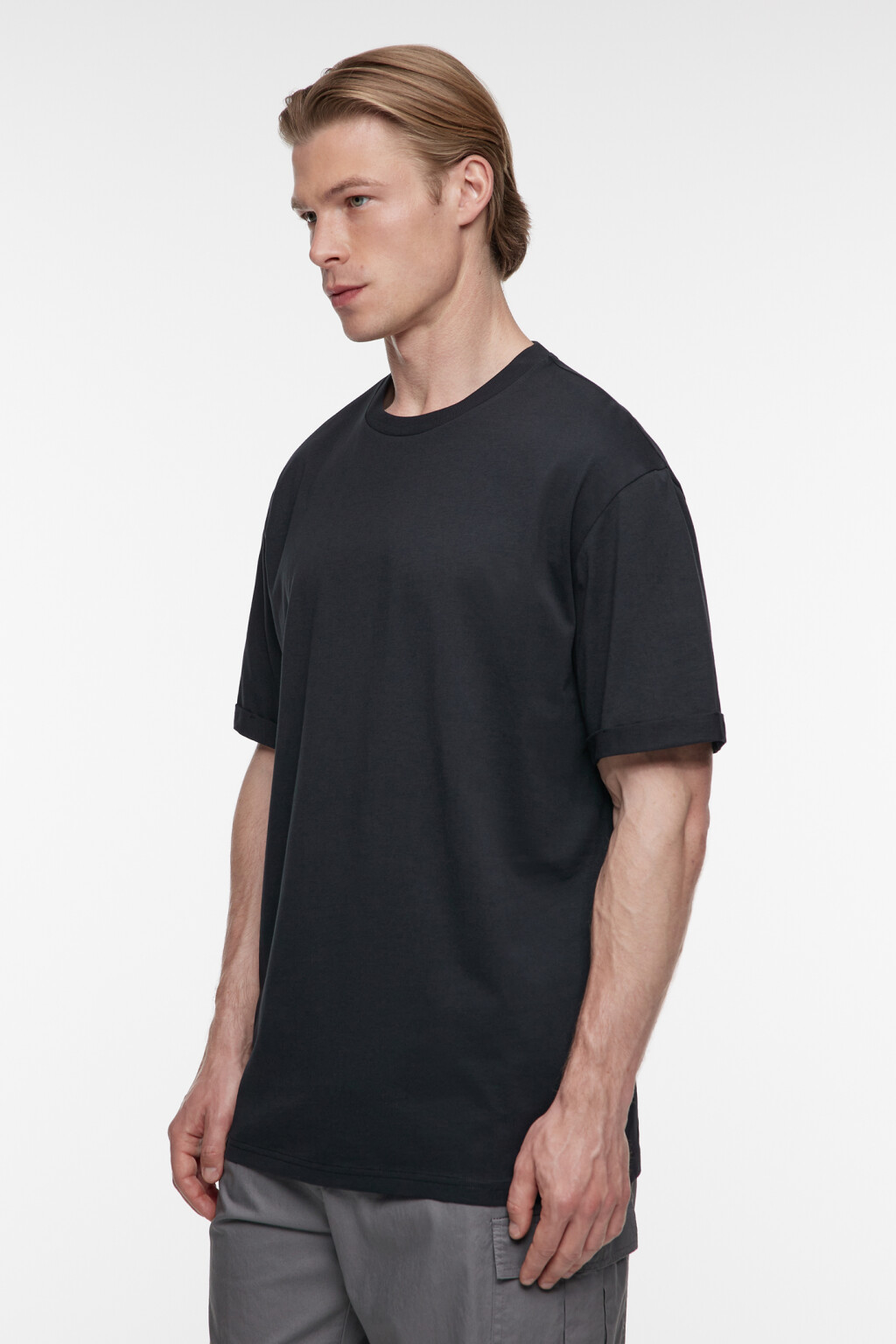 Футболка oversize хлопковая удлиненная - цвет черный - 2