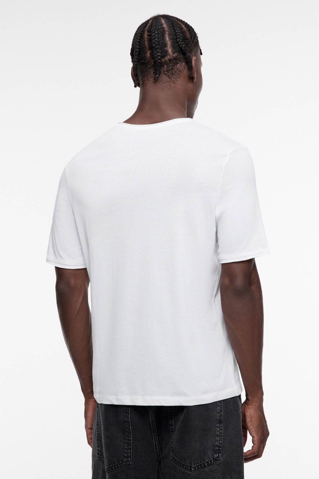 Футболка прямая хлопковая однотонная - цвет белый - 4