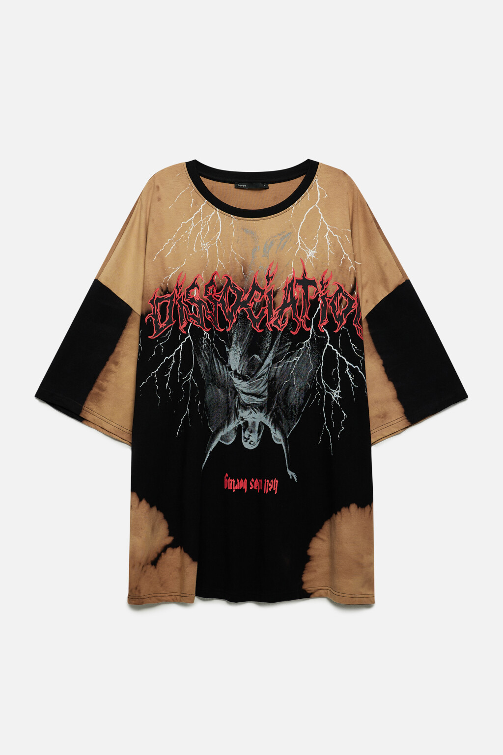 Футболка oversize вареная с принтом в стиле гранж - цвет черный - 1