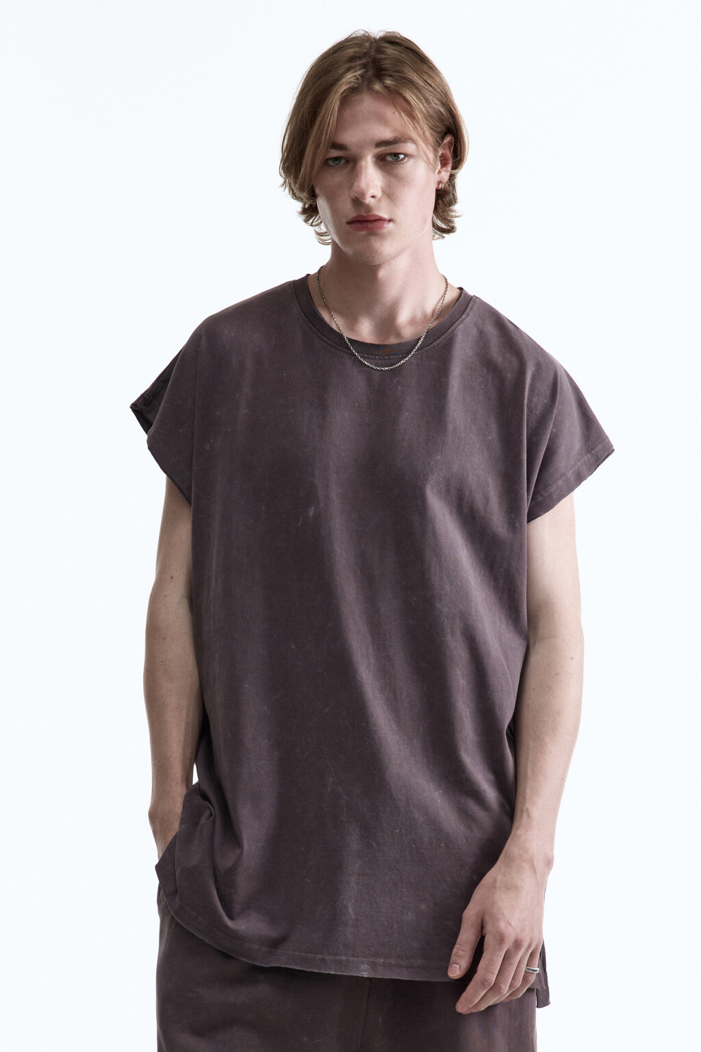 Футболка oversize хлопковая с вареным эффектом - цвет серый - 2