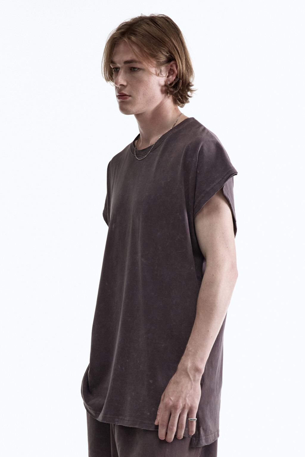 Футболка oversize хлопковая с вареным эффектом - цвет серый - 3