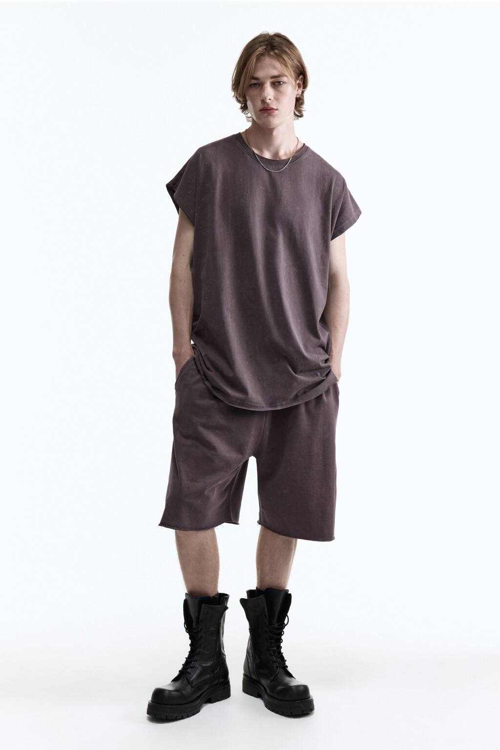 Футболка oversize хлопковая с вареным эффектом - цвет серый - 5