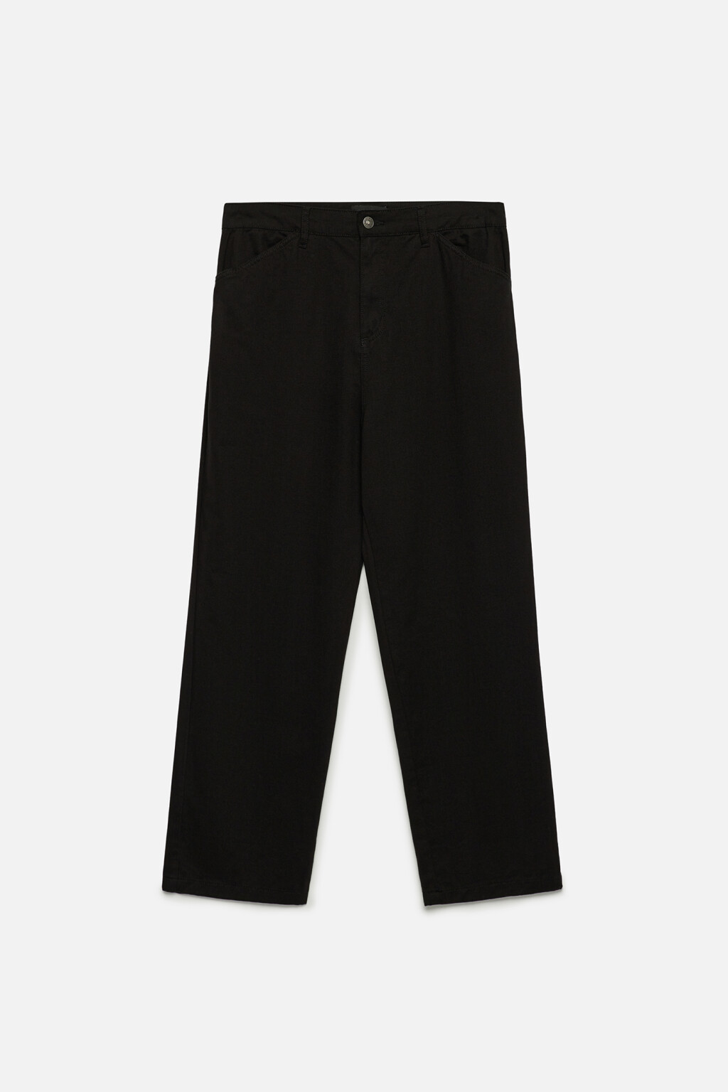 Брюки прямые хлопковые со средней посадкой - цвет черный - 7