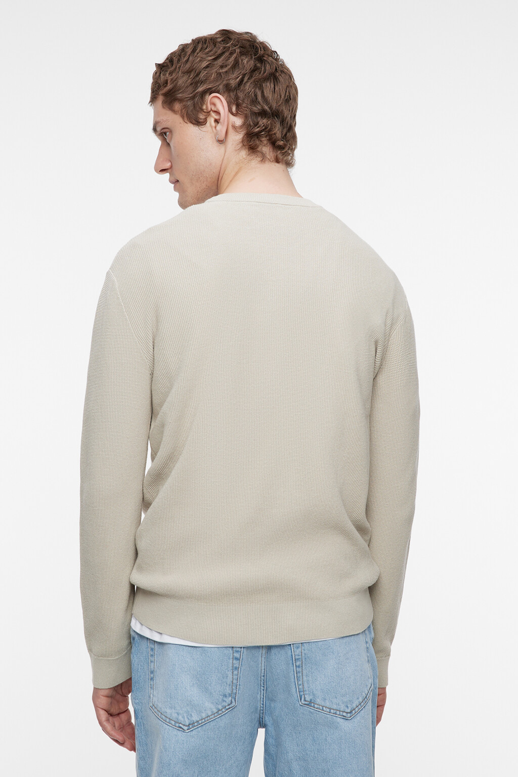 Джемпер oversize хлопковый тонкой вязки - цвет бежевый - 4