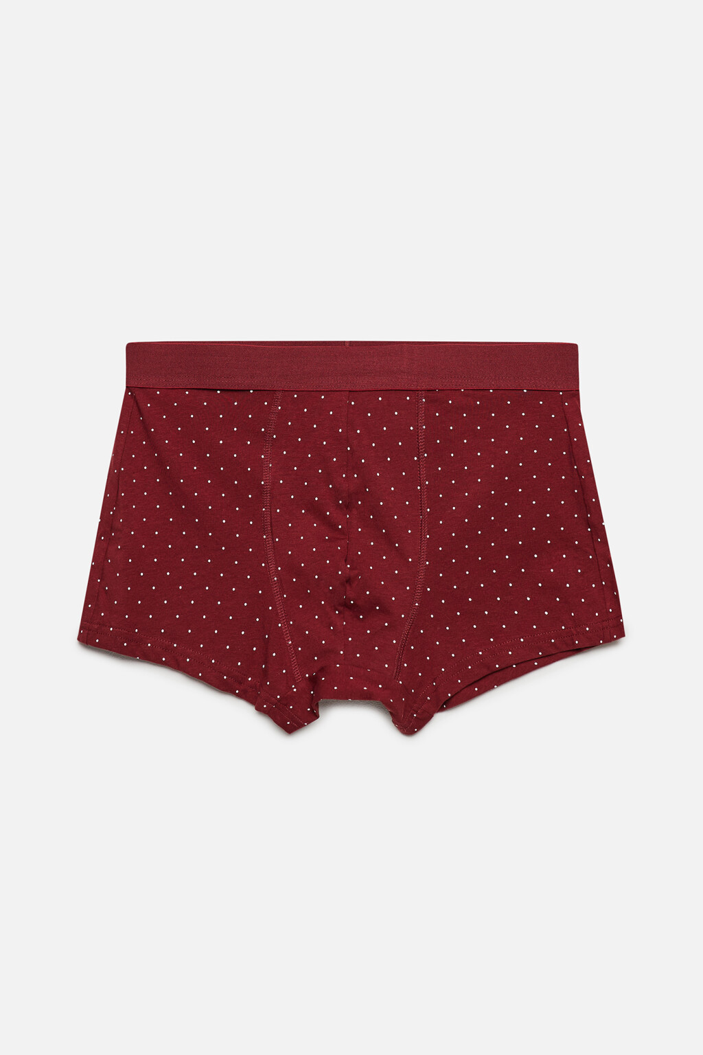 Трусы-боксеры хлопковые с принтом в горох - цвет бордовый - 1