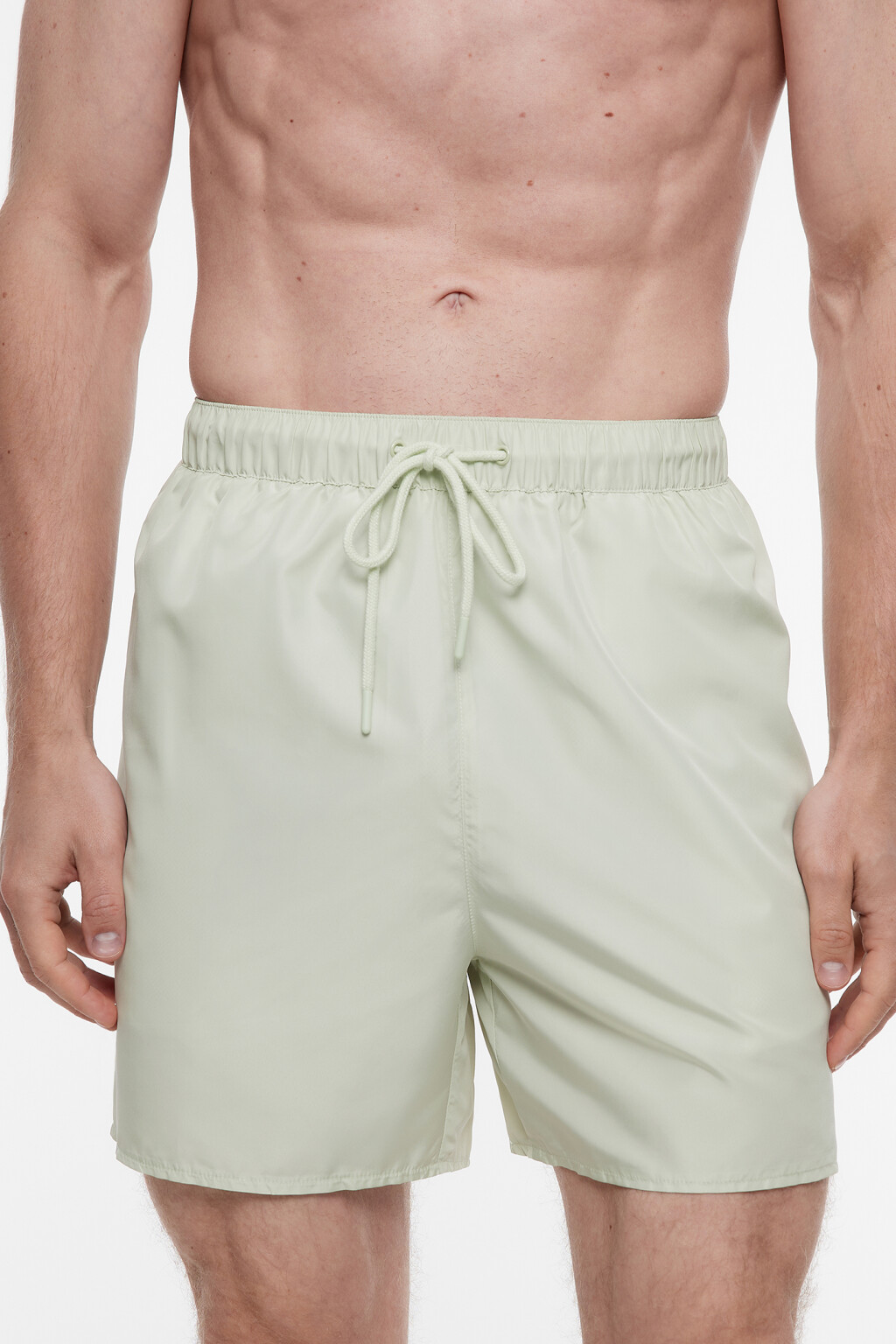 Плавки купальные с поясом-резинкой на завязках - цвет зеленый - 1