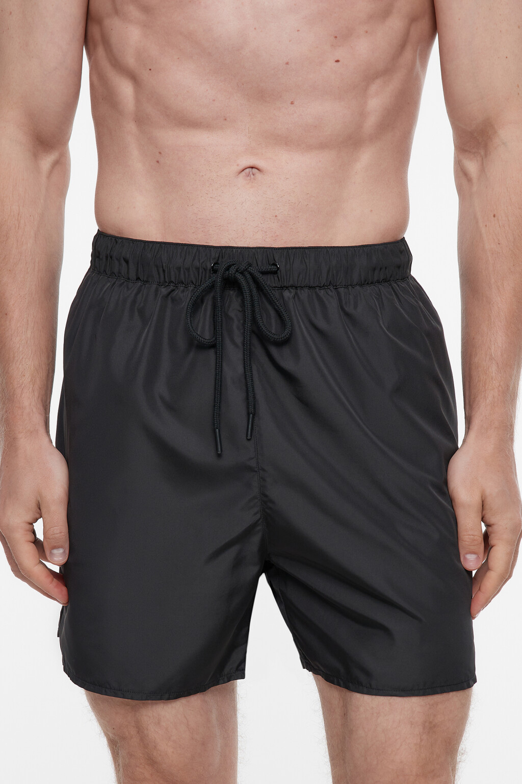 Плавки купальные с поясом-резинкой на завязках - цвет черный - 2