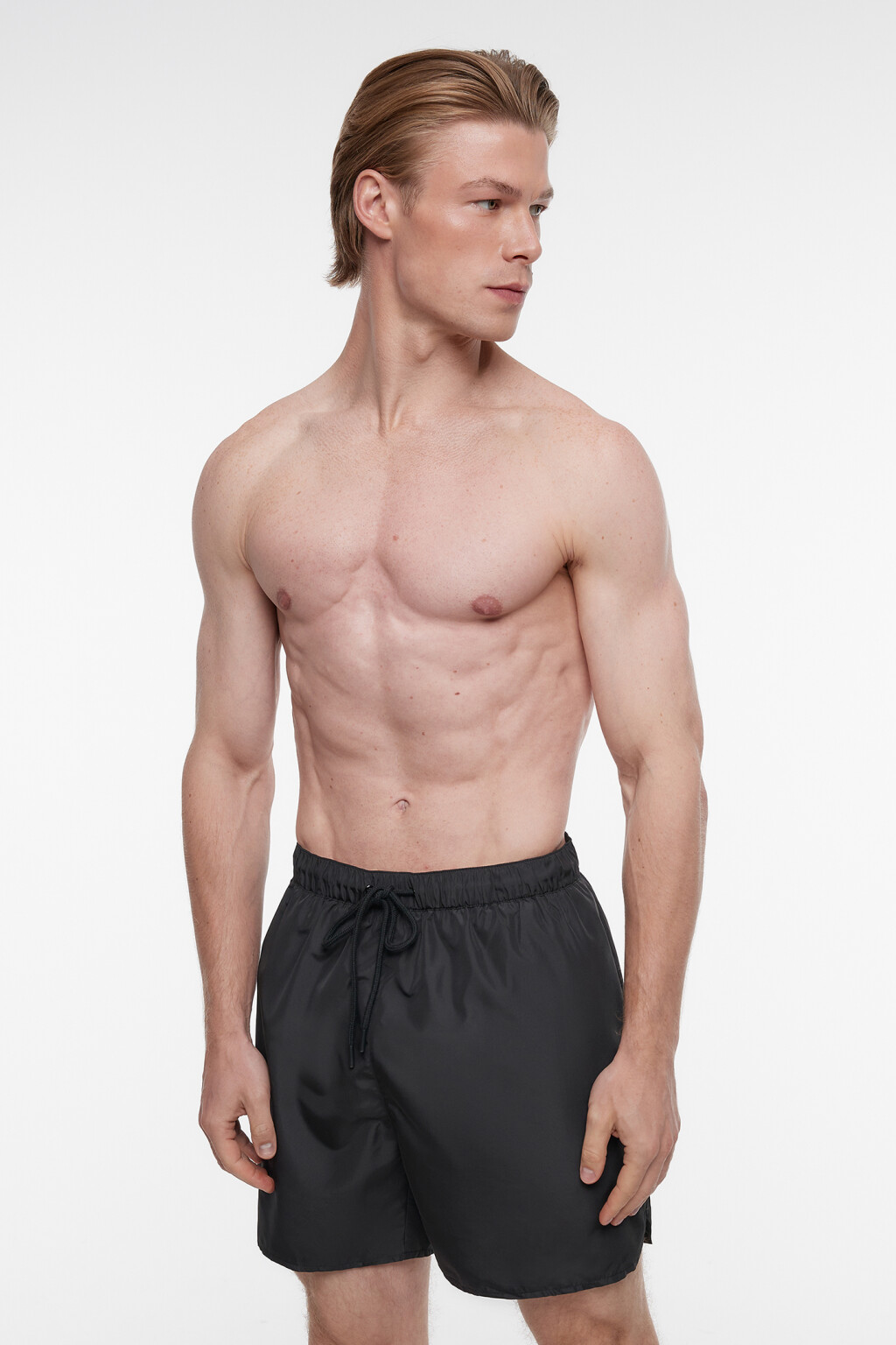 Плавки купальные с поясом-резинкой на завязках - цвет черный - 1