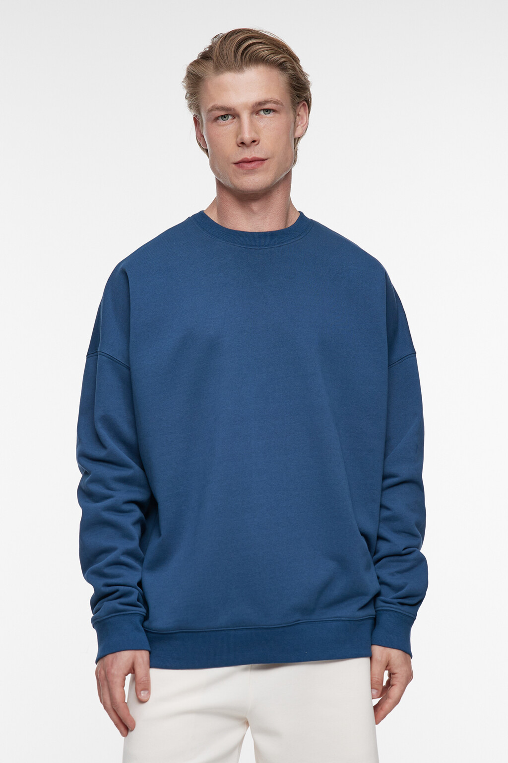 Свитшот oversize базовый из футера без утепления - цвет синий - 2